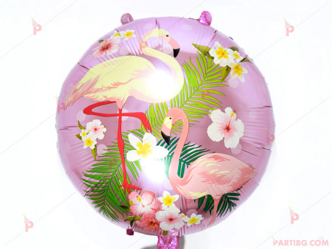 Фолиев балон кръгъл с фламинго розов | PARTIBG.COM
