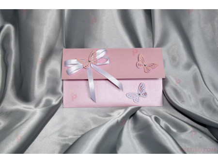 Плик за пари розов картон с пеперуди 21*13см