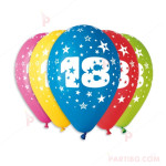 Балони 5бр. микс с печат "18" | PARTIBG.COM