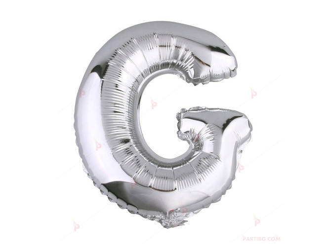 Фолиев балон буква "G" - сребрист 1м. | PARTIBG.COM