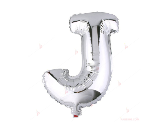 Фолиев балон буква "J" - сребрист 1м. | PARTIBG.COM