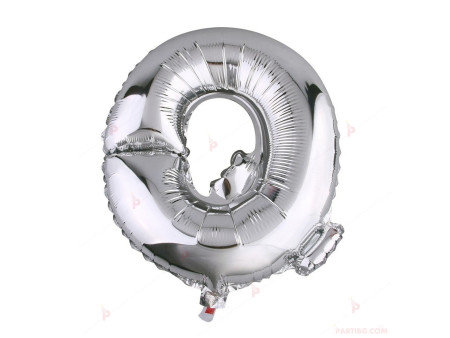 Фолиев балон буква "Q" - сребрист 1м.