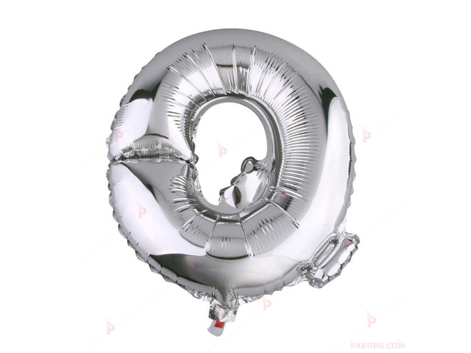 Фолиев балон буква "Q" - сребрист 1м. | PARTIBG.COM