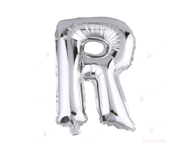 Фолиев балон буква "R" - сребрист 1м. | PARTIBG.COM