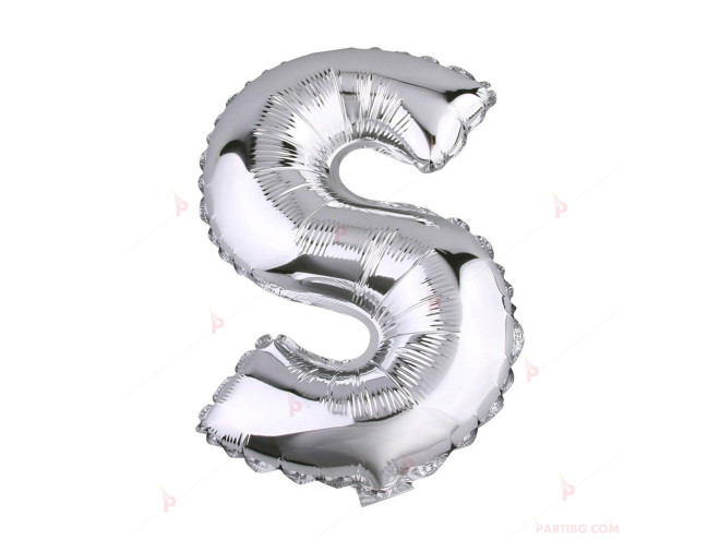 Фолиев балон буква "S" - сребрист 1м. | PARTIBG.COM