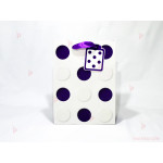 Подаръчна торбичка бяла на лилави точки | PARTIBG.COM