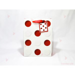 Подаръчна торбичка бяла на червени точки | PARTIBG.COM