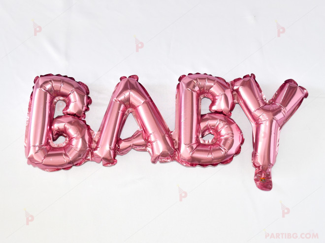 Фолиев балон надпис "BABY" в розово | PARTIBG.COM