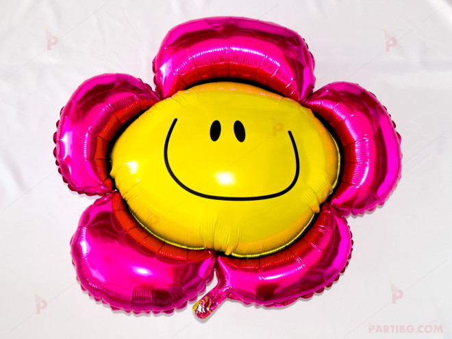 Фолиев балон цвете с усмивка | PARTIBG.COM