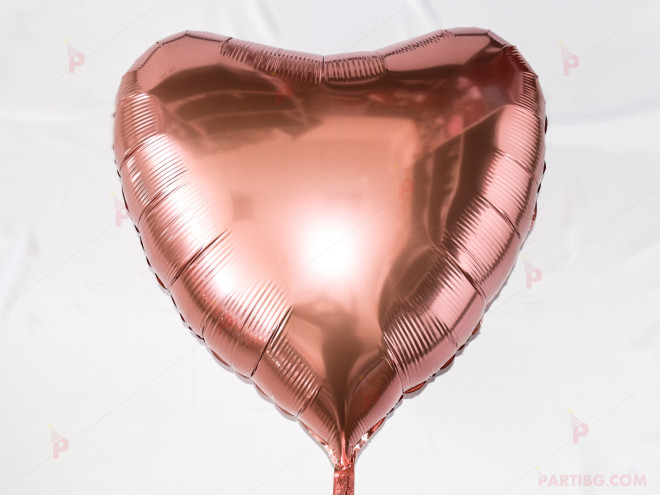 Фолиев балон във формата на сърце розово злато | PARTIBG.COM