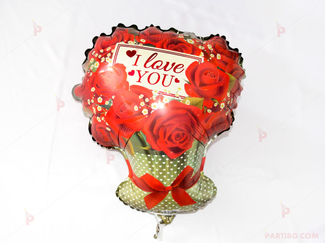 Фолиев балон под формата на букет с рози | PARTIBG.COM