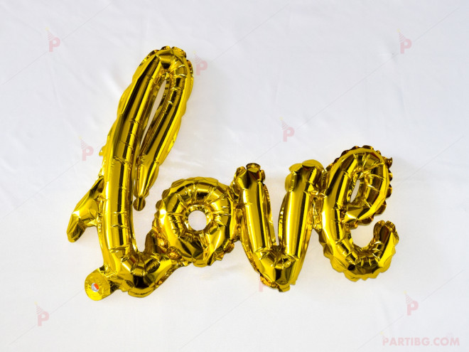 Фолиев балон надпис "LOVE" в златно | PARTIBG.COM