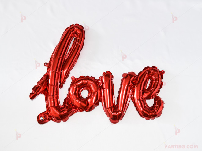 Фолиев балон надпис "LOVE" в червено | PARTIBG.COM