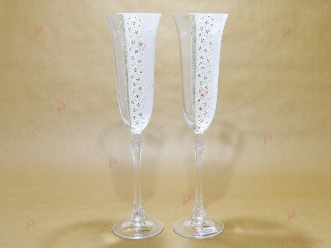 Ритуални чаши с цветя и сребърна лента | PARTIBG.COM