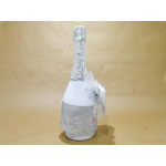 Шампанско със сребрист декор и бели розички | PARTIBG.COM