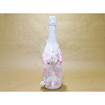 Шампанско с розова декорация и бели розички | PARTIBG.COM