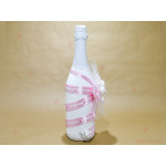Шампанско с розова декорация и бели розички | PARTIBG.COM