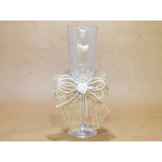 Украса за ритуални чаши с декорация от зебло и бели розички с перличка | PARTIBG.COM
