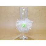 Украса за ритуални чаши в бяло с зелена розичка | PARTIBG.COM
