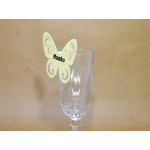 Табелка пеперуда с име за чаша в жълто- картон 160гр. | PARTIBG.COM