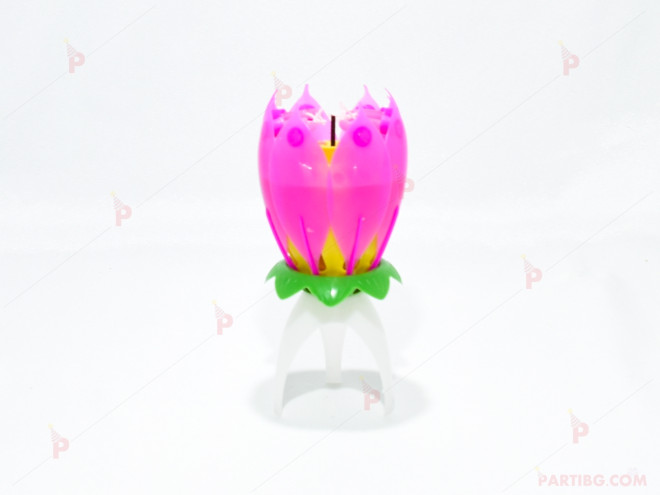 Свещ за торта цвете музикално с 8 свещички | PARTIBG.COM