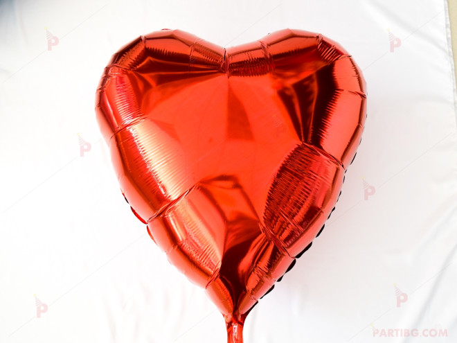Фолиев балон във формата на сърце в червено голям | PARTIBG.COM