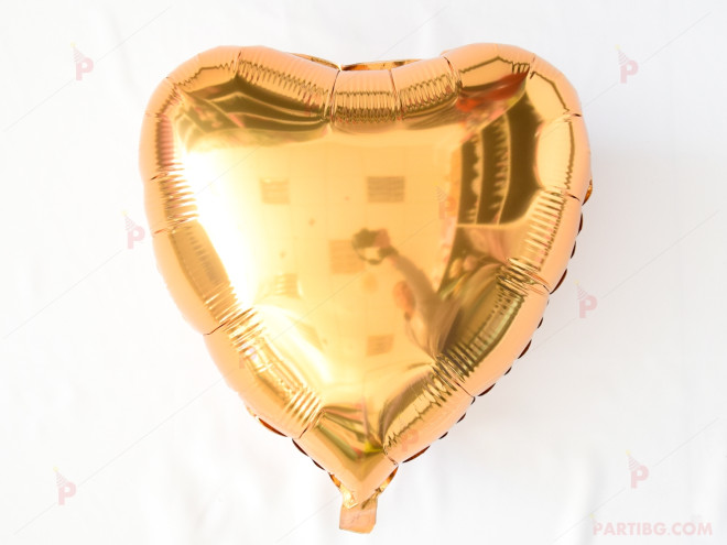 Фолиев балон във формата на сърце в златно | PARTIBG.COM