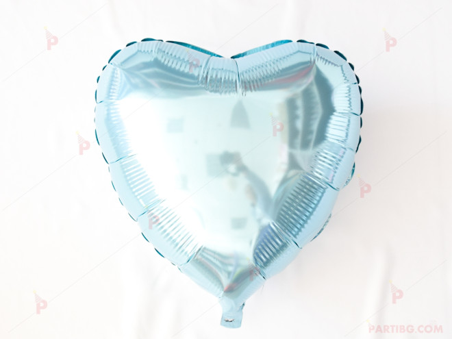 Фолиев балон във формата на сърце в светло синьо | PARTIBG.COM