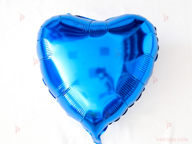 Фолиев балон във формата на сърце в  синьо | PARTIBG.COM