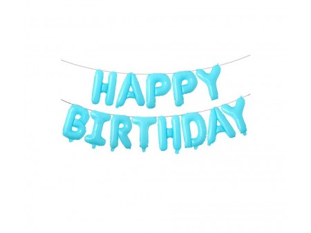 Фолиеви балони сини - надпис "Happy birthday"